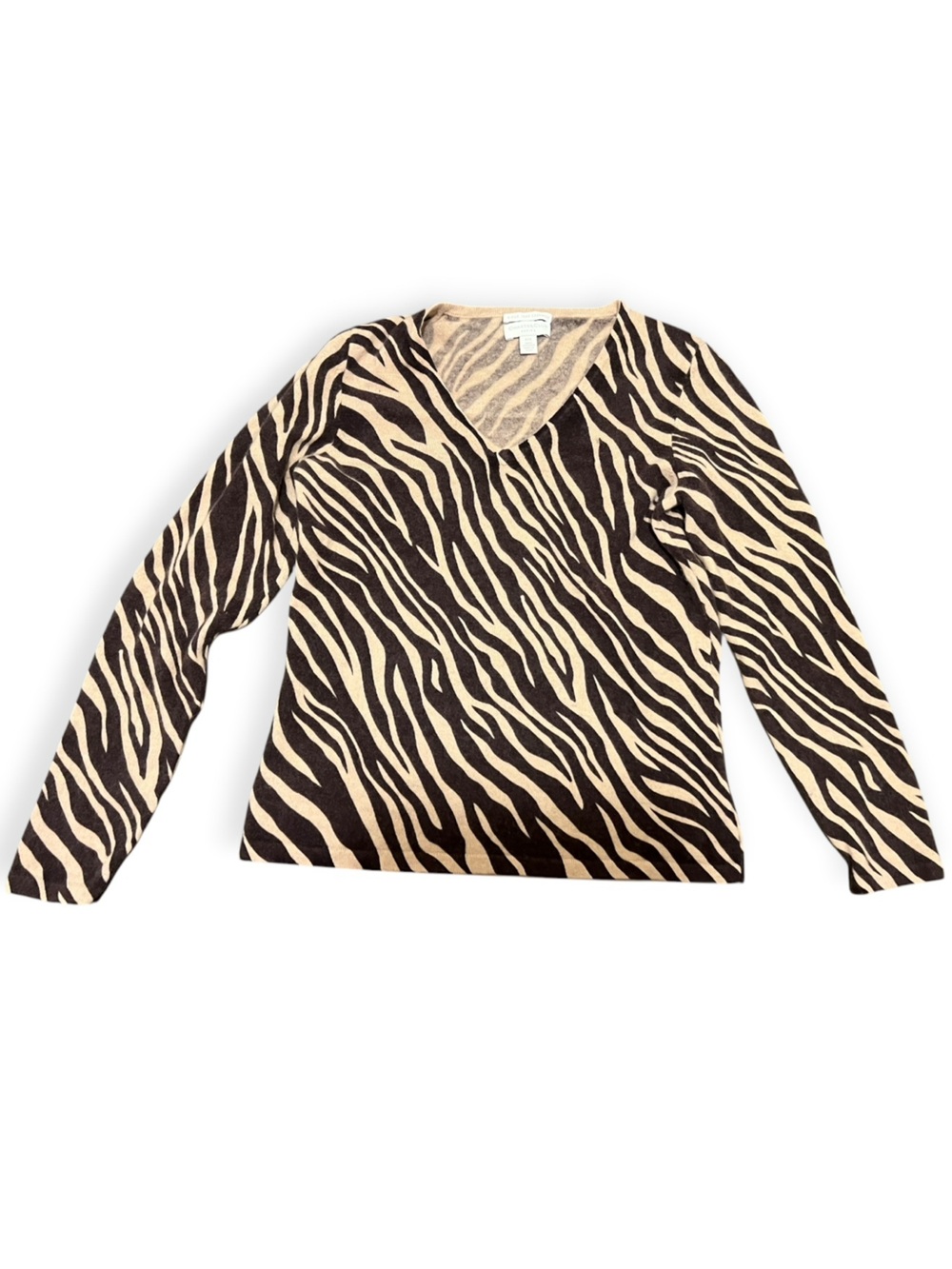 Charter Club 100% Cashmere Zebra Print Sweater Petite Small
